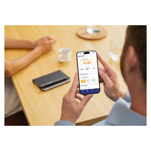 LearnoLo profile dashboard shown on an iPhone in hand
